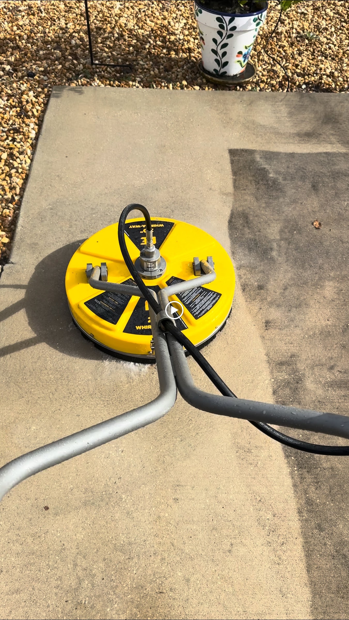 20-inch Whirl-a-Way commercial surface cleaner on concrete pad